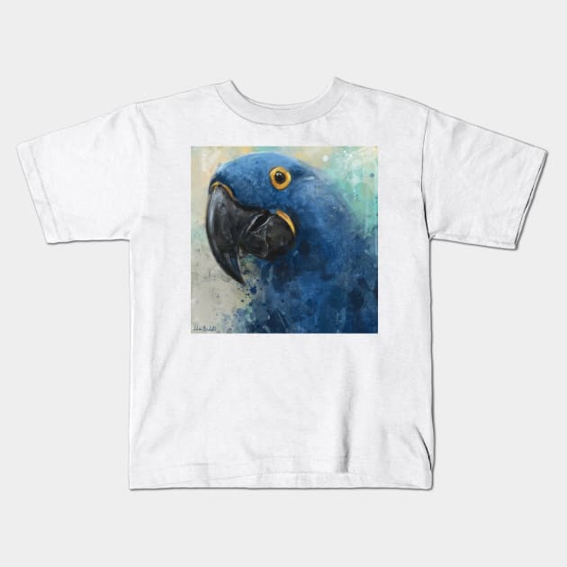 Chaotic Painting of a Blue Parrot Kids T-Shirt by ibadishi